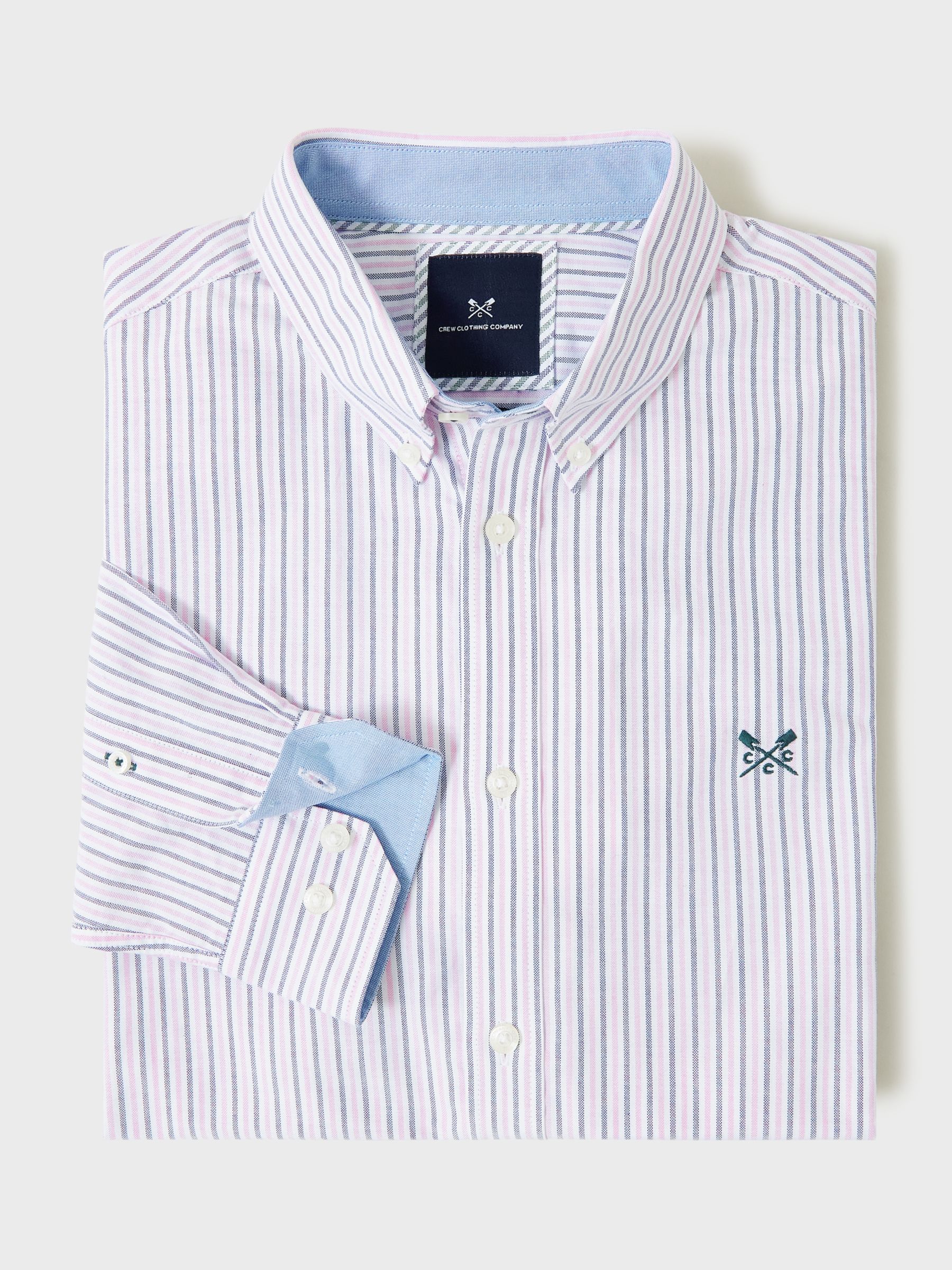 Buy Crew Clothing Oxford Stripe Long Sleeve Shirt, Pastel Pink Online at johnlewis.com