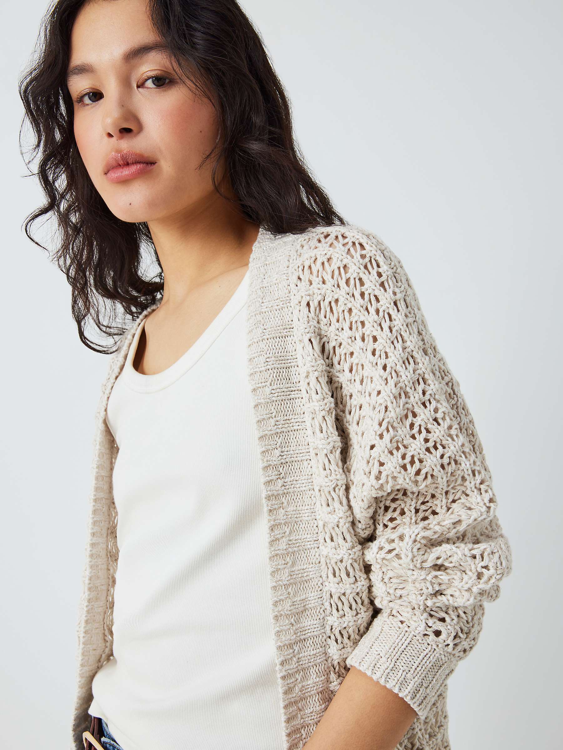 Buy AND/OR Sloane Open Knit Cardigan, Cream Online at johnlewis.com