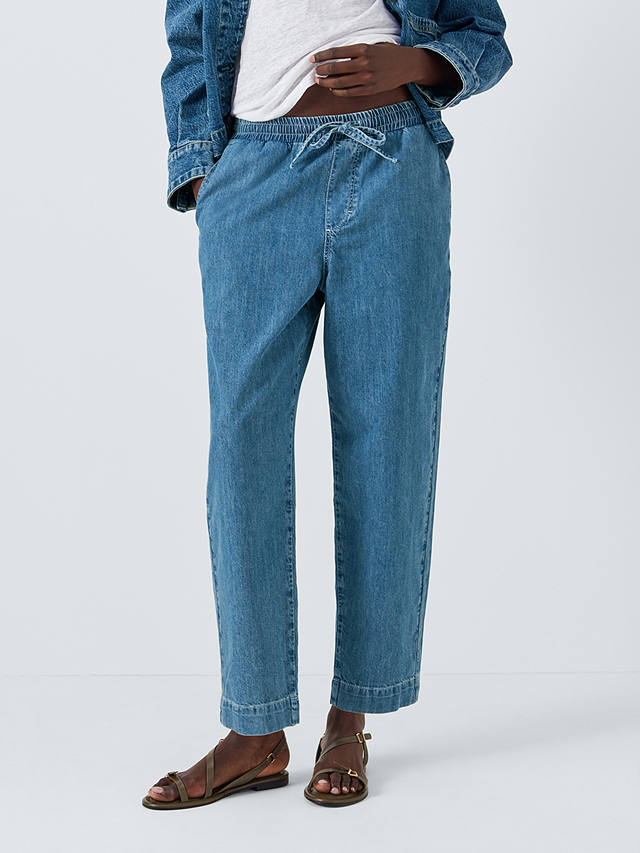 John Lewis Drawstring Jeans, Mid Wash