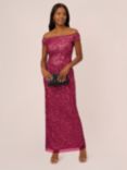 Adrianna Papell Beaded Off Shoulder Maxi Dress, Hot Orchid