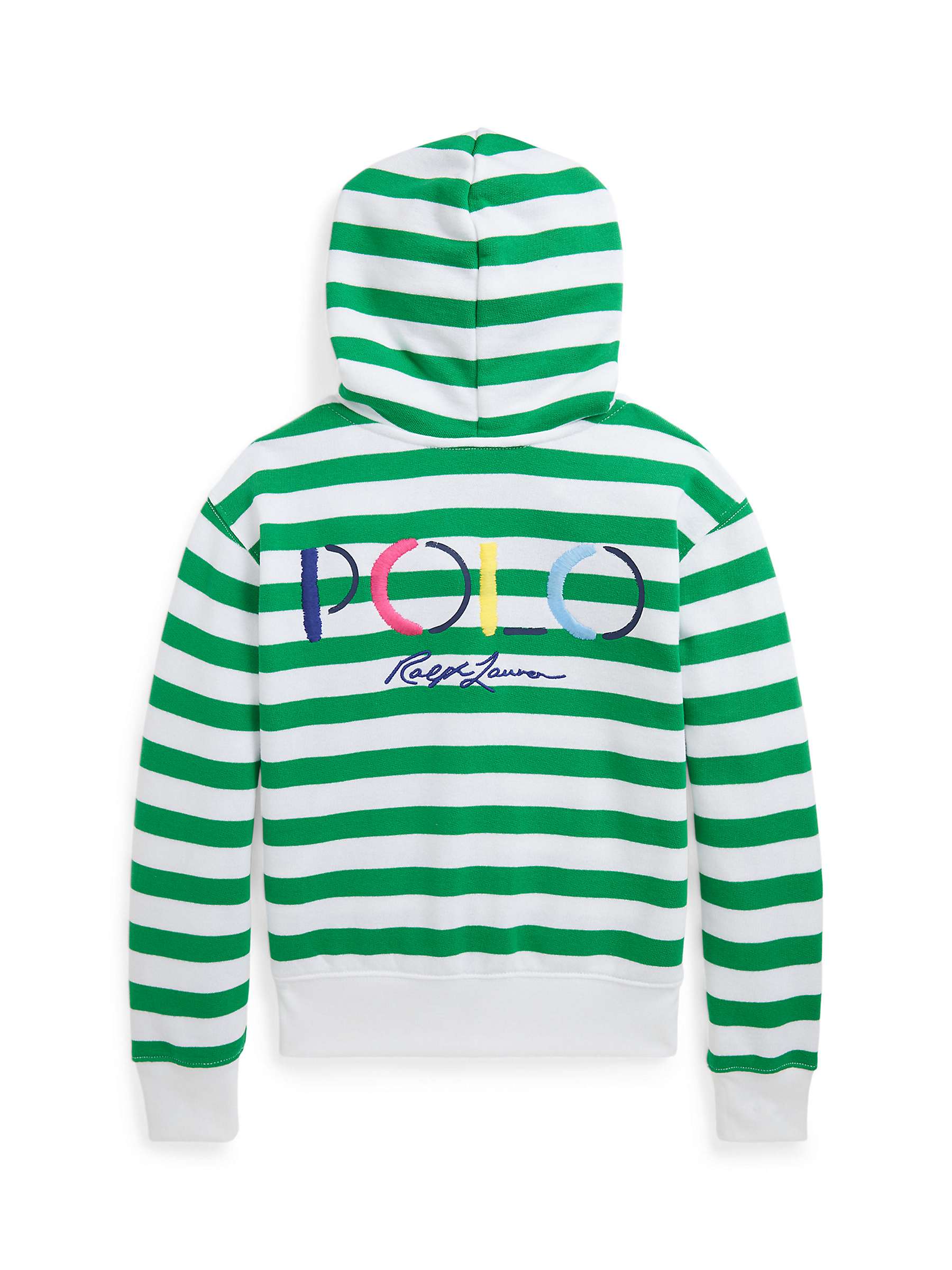 Buy Ralph Lauren Kids' Striped Zip Through Hooded Cardigan, Green Online at johnlewis.com