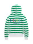 Ralph Lauren Kids' Striped Zip Through Hooded Cardigan, Green