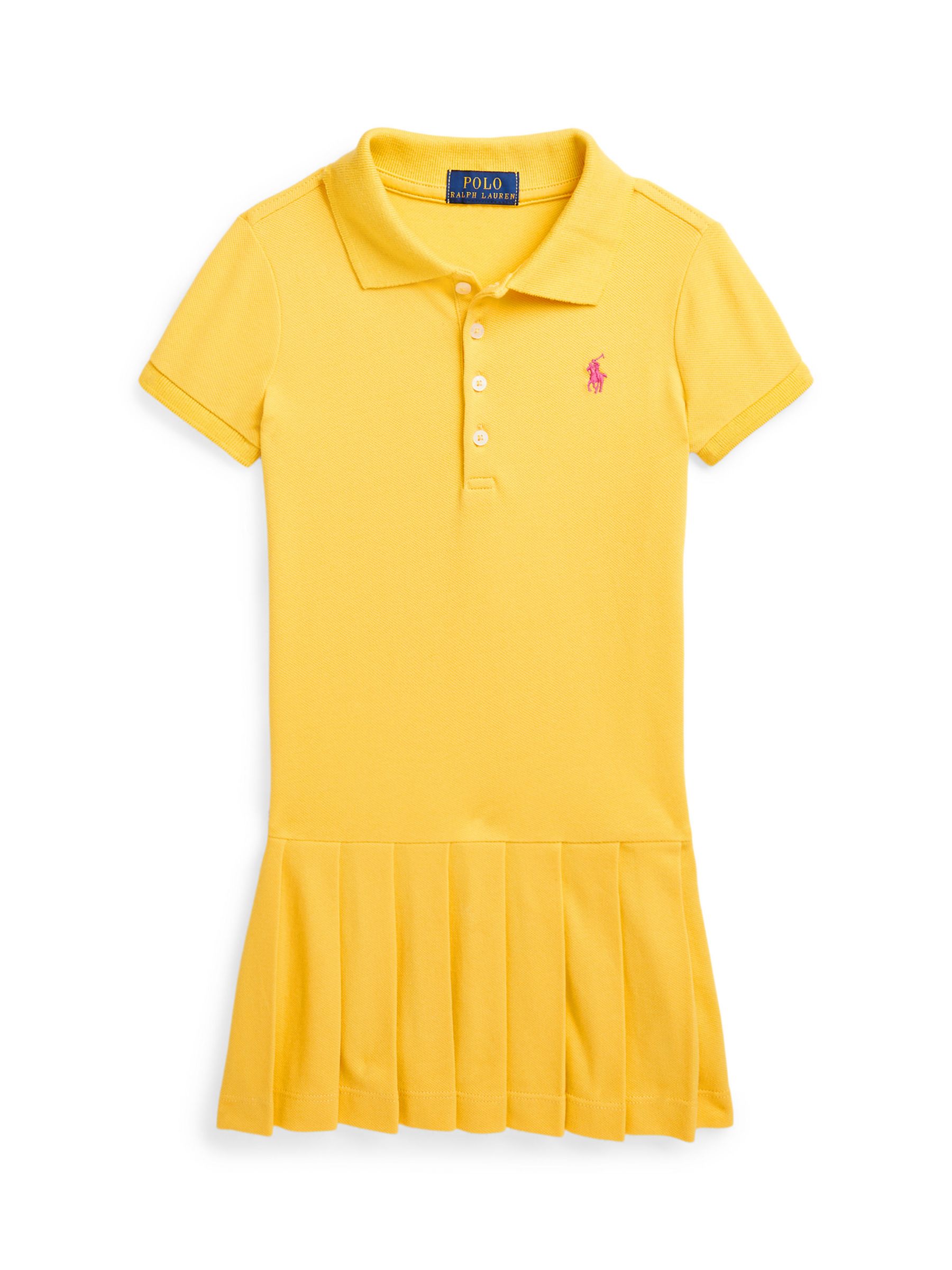 Ralph Lauren Kids' Pleated Polo Dress, Chrome Yellow, 2 years