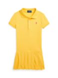 Ralph Lauren Kids' Pleated Polo Dress, Chrome Yellow