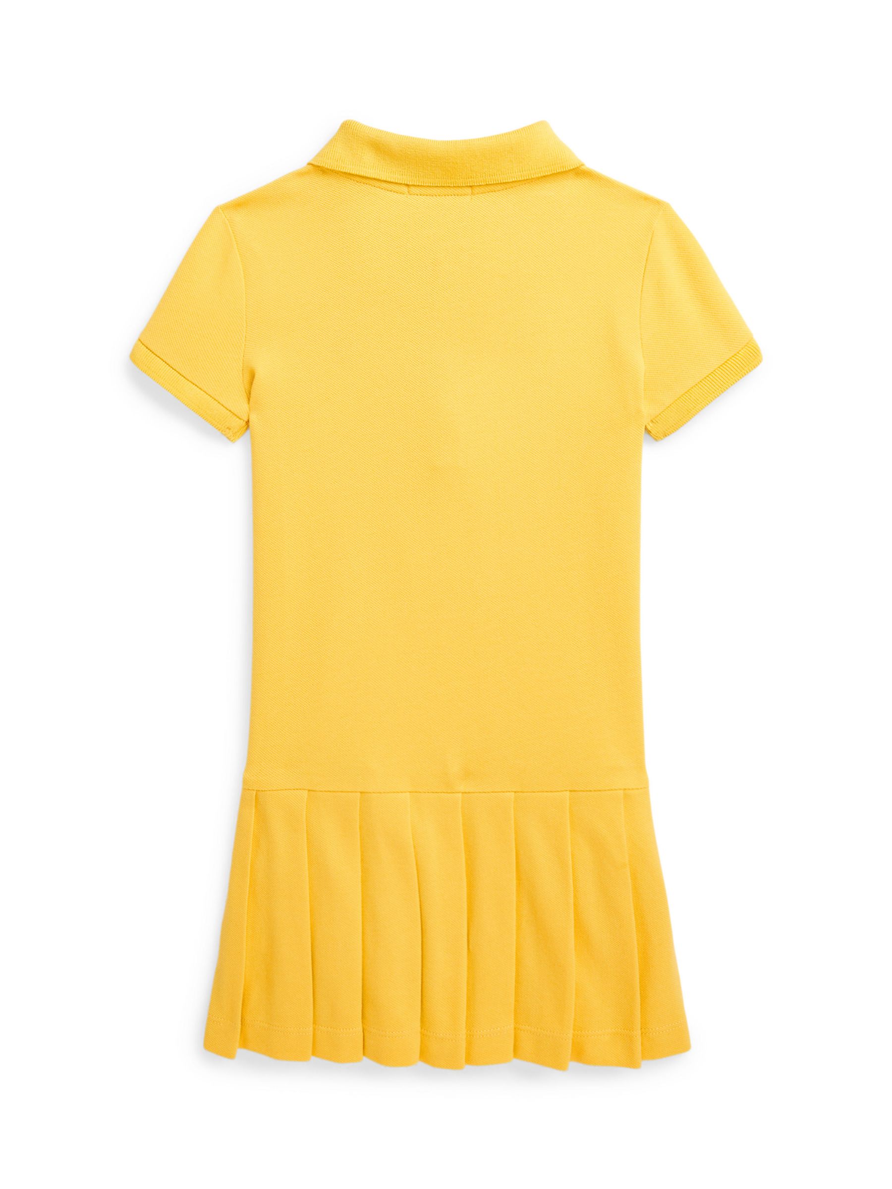 Buy Ralph Lauren Kids' Pleated Polo Dress, Chrome Yellow Online at johnlewis.com
