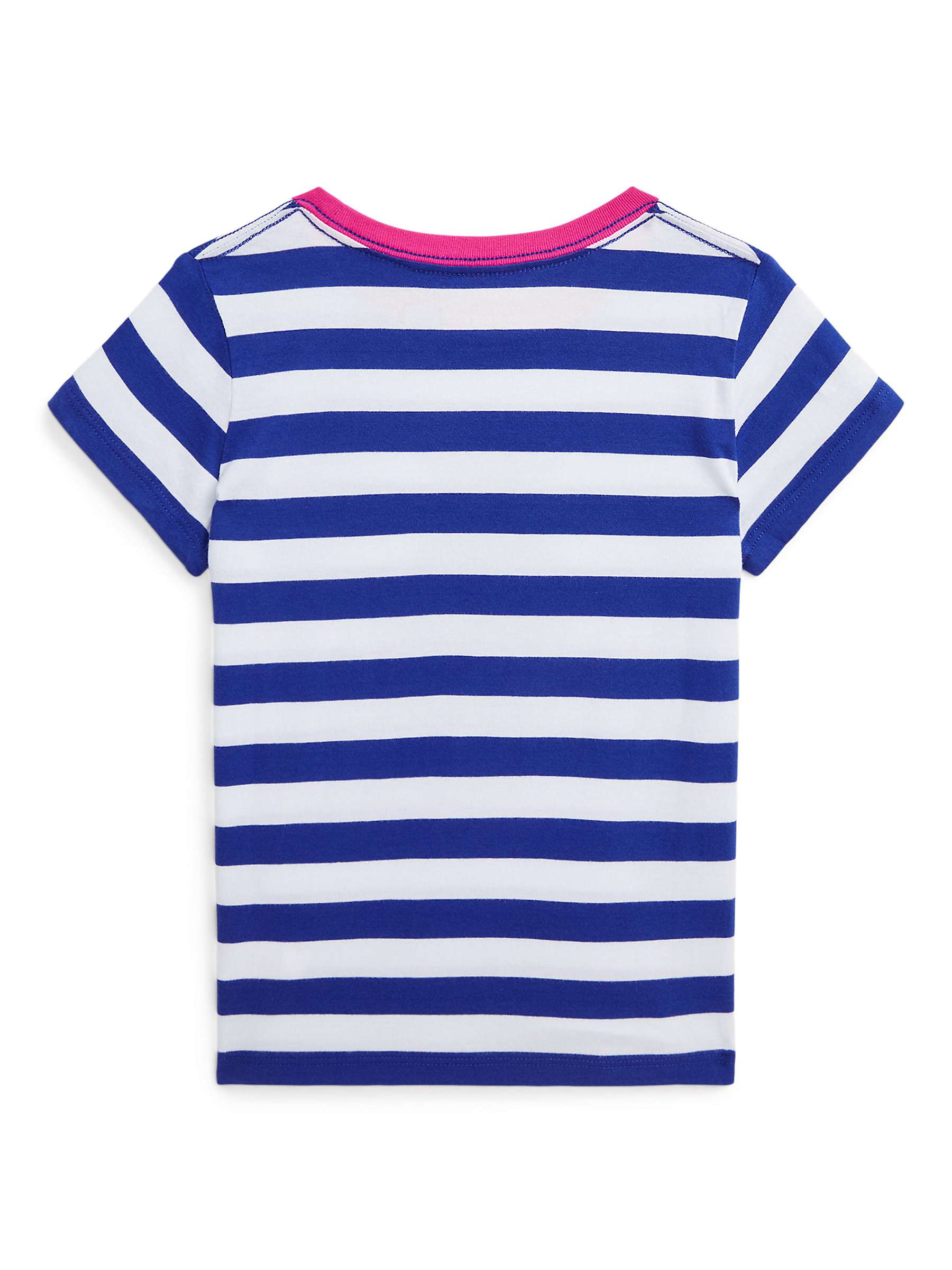Buy Ralph Lauren Kids' Bear Stripe Short Sleeve T-Shirt, Brilliant Sapphire Online at johnlewis.com