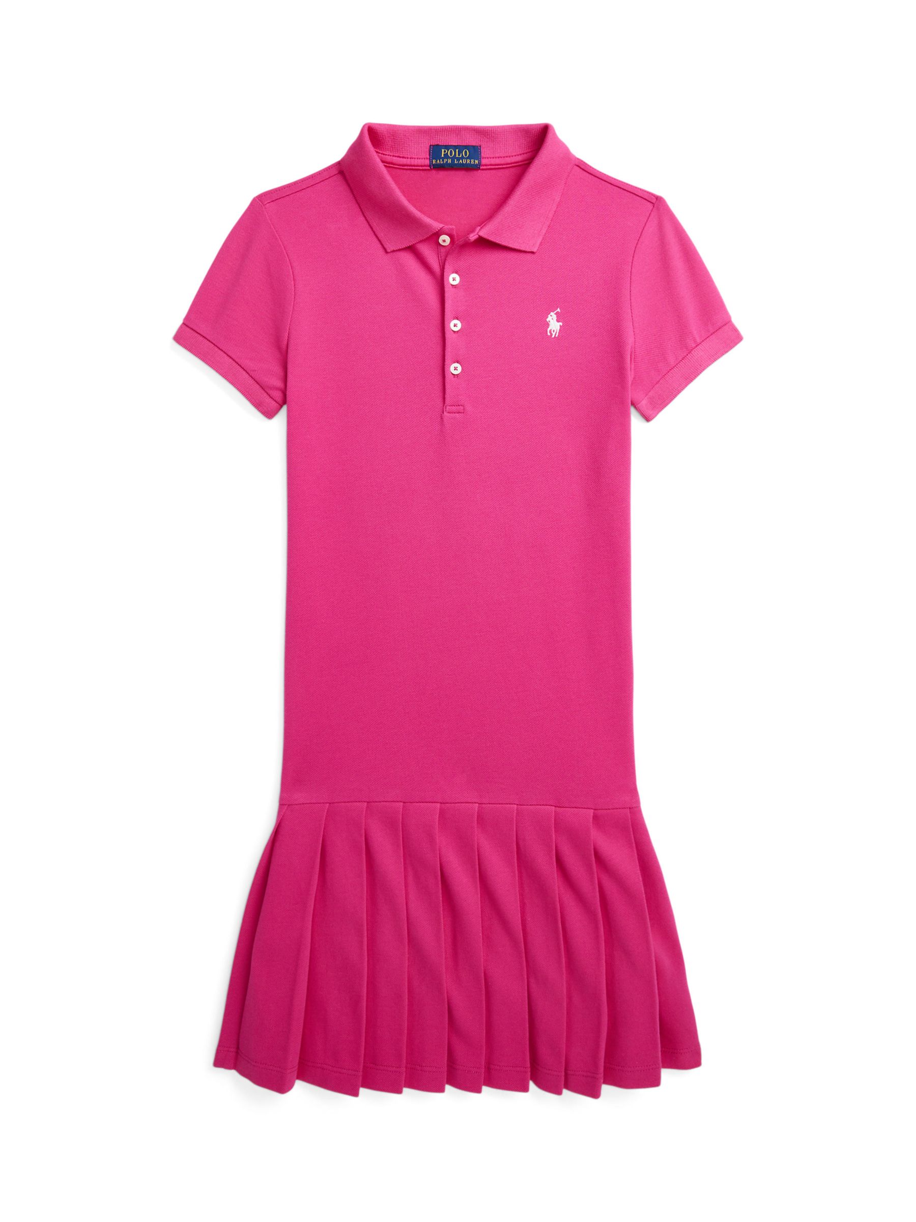 Ralph Lauren Kids' Pleated Polo Dress, Bright Pink, 4 years