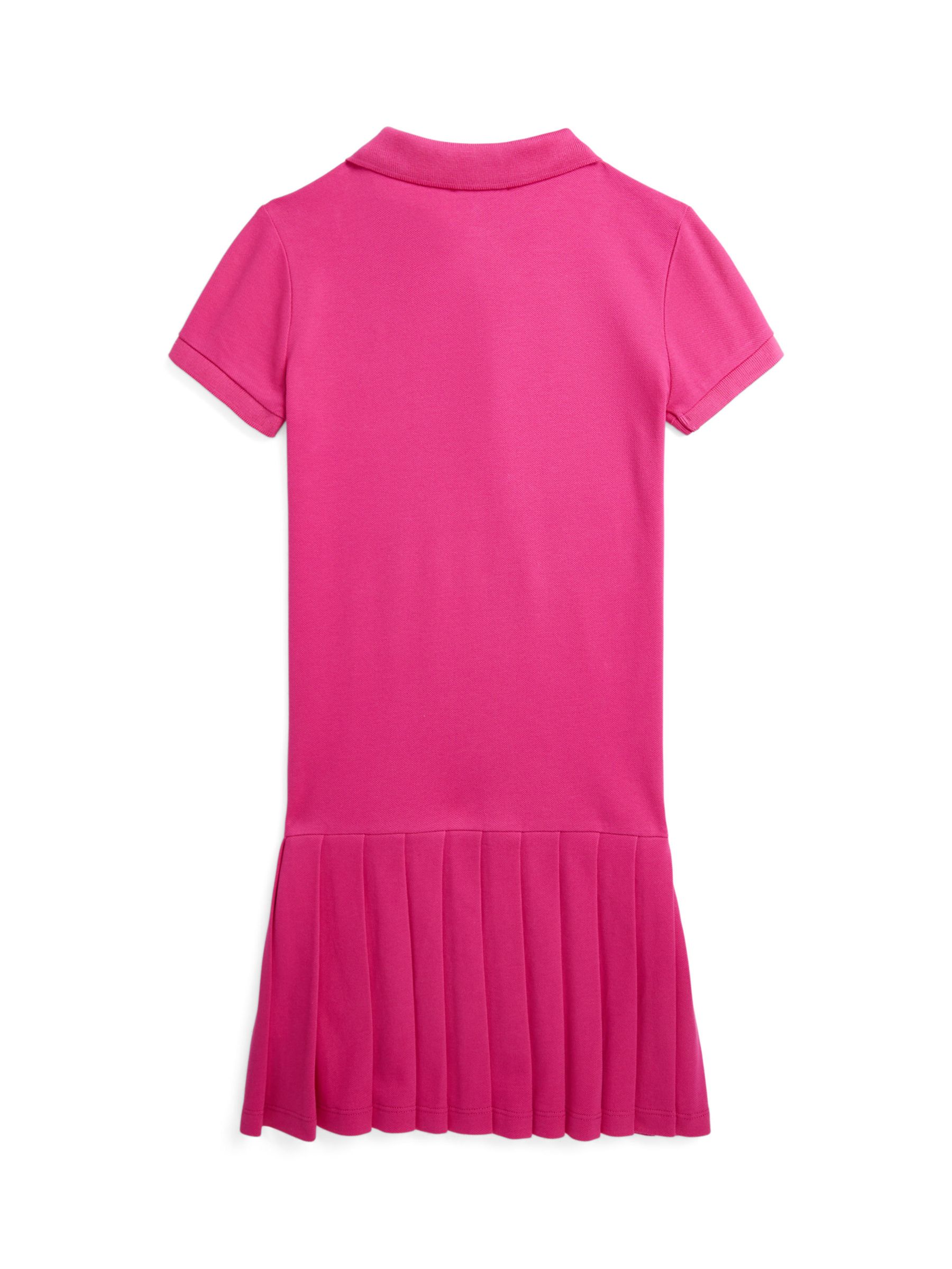 Buy Ralph Lauren Kids' Pleated Polo Dress, Bright Pink Online at johnlewis.com