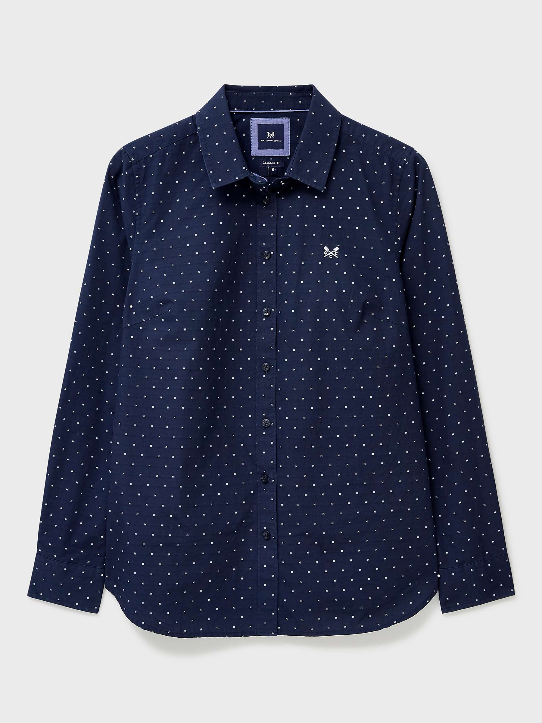 Buy Crew Clothing Penny Dobby Spot Shirt, Navy Blue Online at johnlewis.com