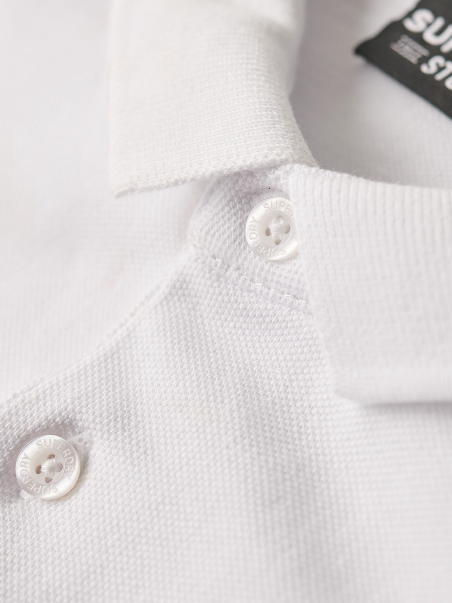 Superdry Long Sleeve Cotton Pique Polo Shirt, Optic at John Lewis ...