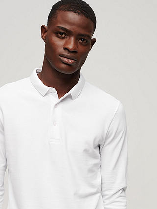 Superdry Long Sleeve Cotton Pique Polo Shirt, Optic