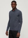 Superdry Studios Long Sleeve Jersey Polo Shirt, Eclipse Navy