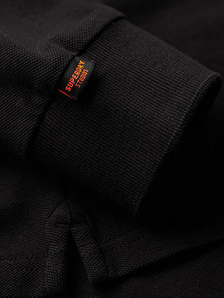 Superdry Long Sleeve Cotton Pique Polo Shirt, Black