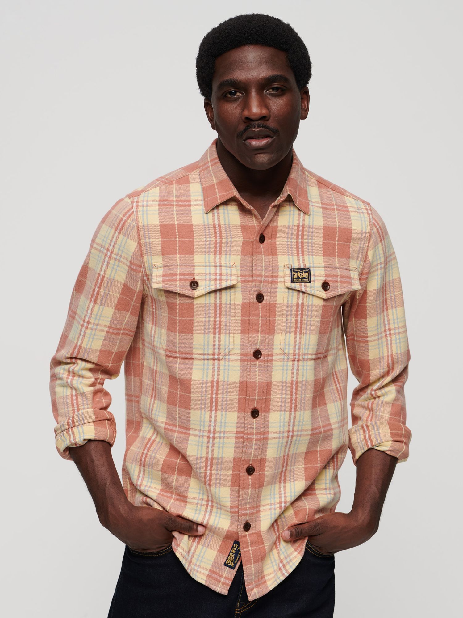 Superdry Organic Cotton Vintage Check Shirt, Clay Orange, S