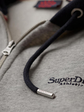 Superdry Essential Baseball Zip Hoodie, Athletic Grey/Navy