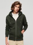 Superdry Essential Logo Zip Hoodie, Dark Olive Marl