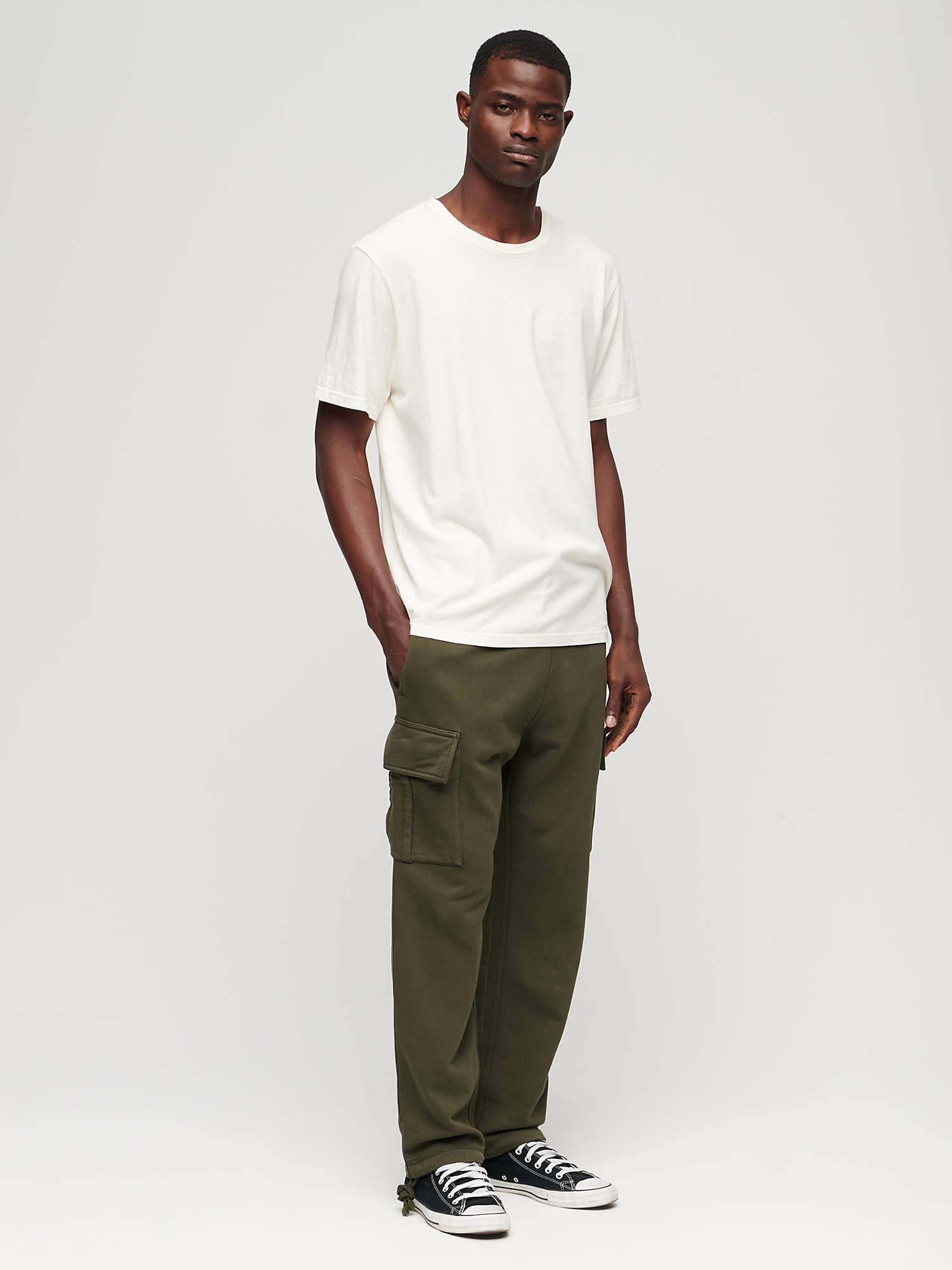 Superdry Relaxed Cargo Joggers, Dark Grey Green at John Lewis & Partners