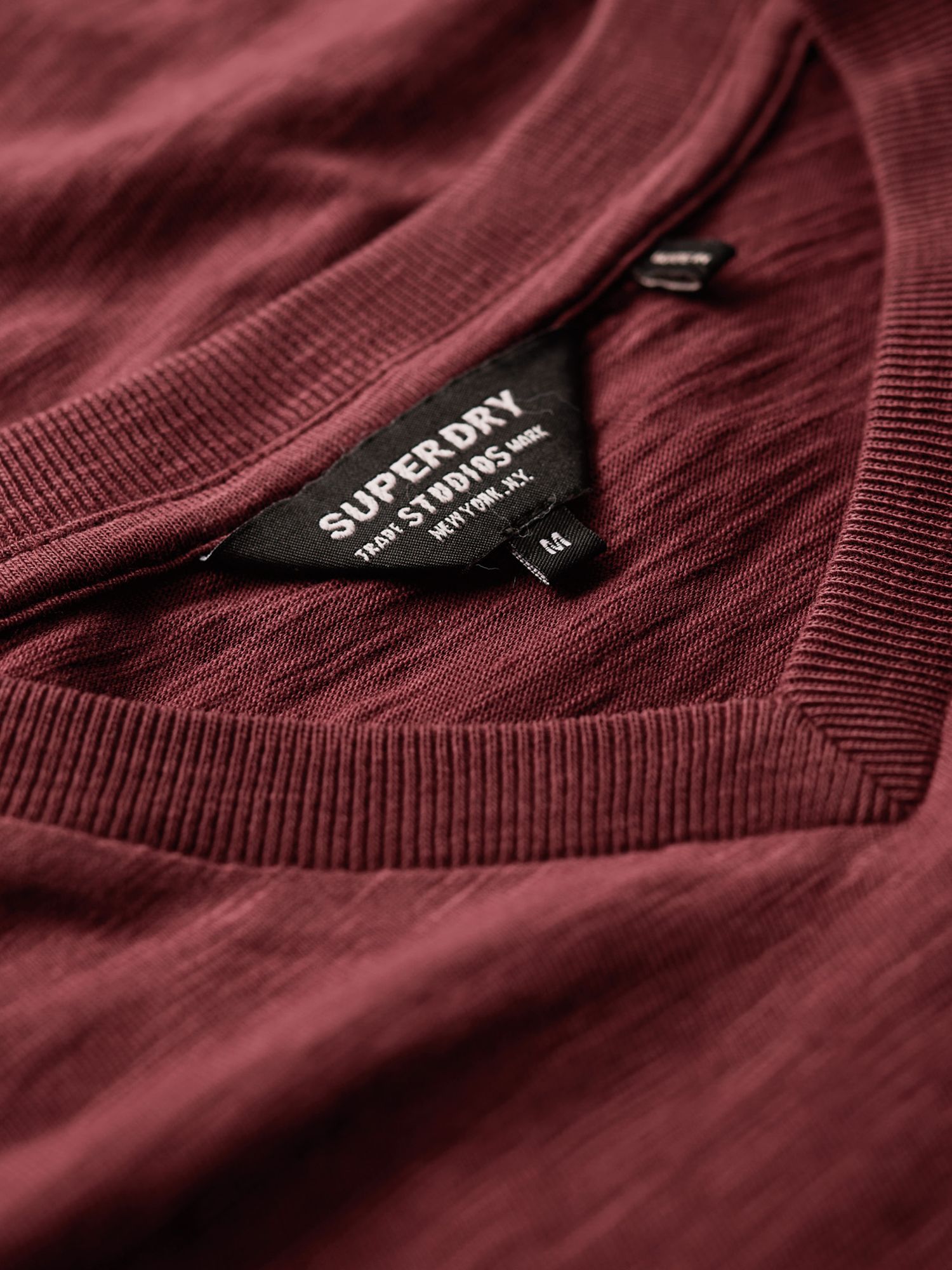 Superdry V-Neck Slub T-Shirt, Andorra Burgundy at John Lewis & Partners
