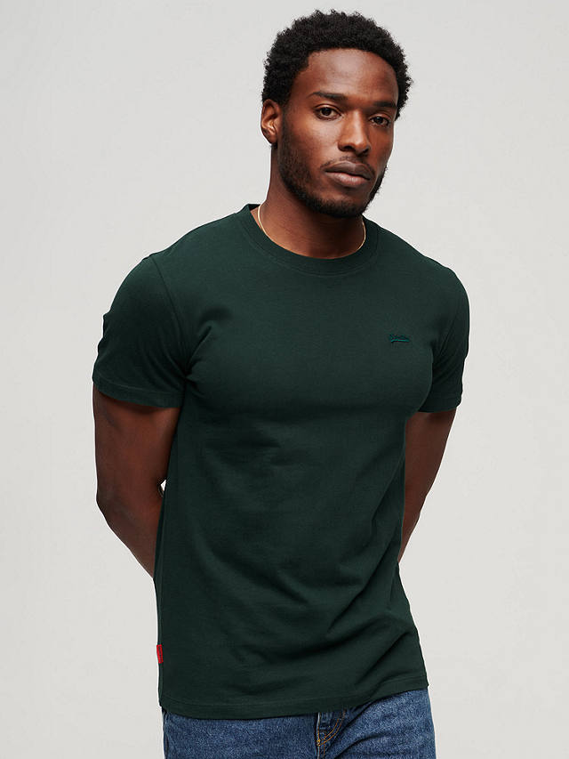 Superdry Organic Cotton Essential Small Logo T-Shirt, Forest Green at ...
