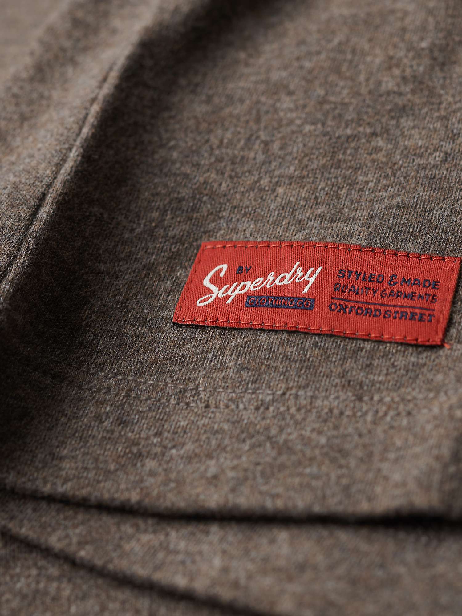 Superdry Vintage Logo Embroidered Henley Top, Plain Blue at John Lewis ...