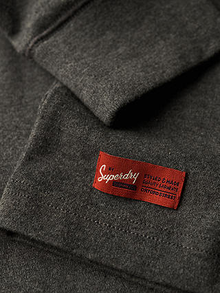 Superdry Vintage Logo Embroidered Henley Top, Charcoal Marl