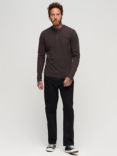 Superdry Organic Cotton Long Sleeve Waffle Henley Top, Chocolate Plum Brown