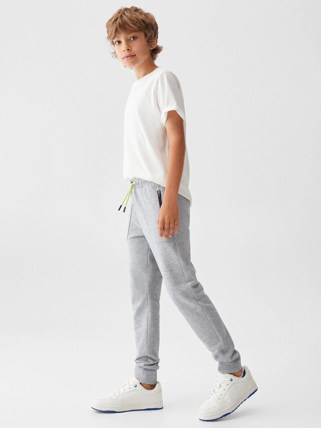 Boys wearing sale grey joggers