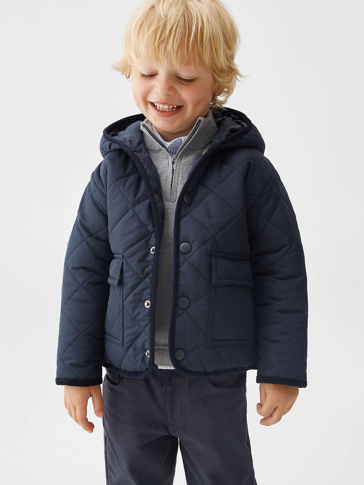 Buy Mango Baby Husky Hooded Quilted Jacket, Navy Online at johnlewis.com