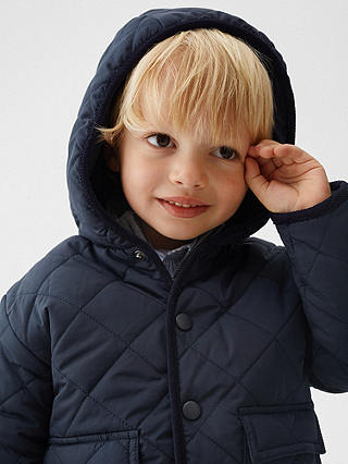 Mango Baby Husky Hooded Quilted Jacket, Navy