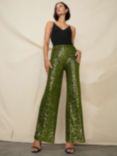 Ro&Zo Petite Cluster Sequin Trousers, Green, Green