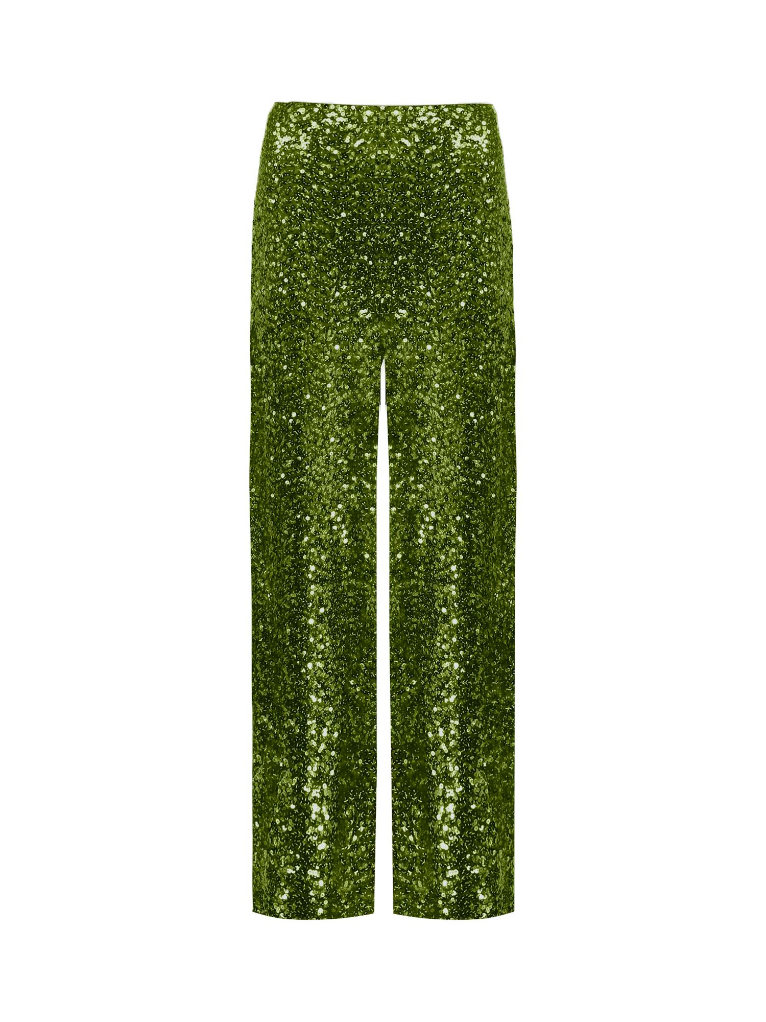 Ro&Zo Petite Cluster Sequin Trousers, Green, 14