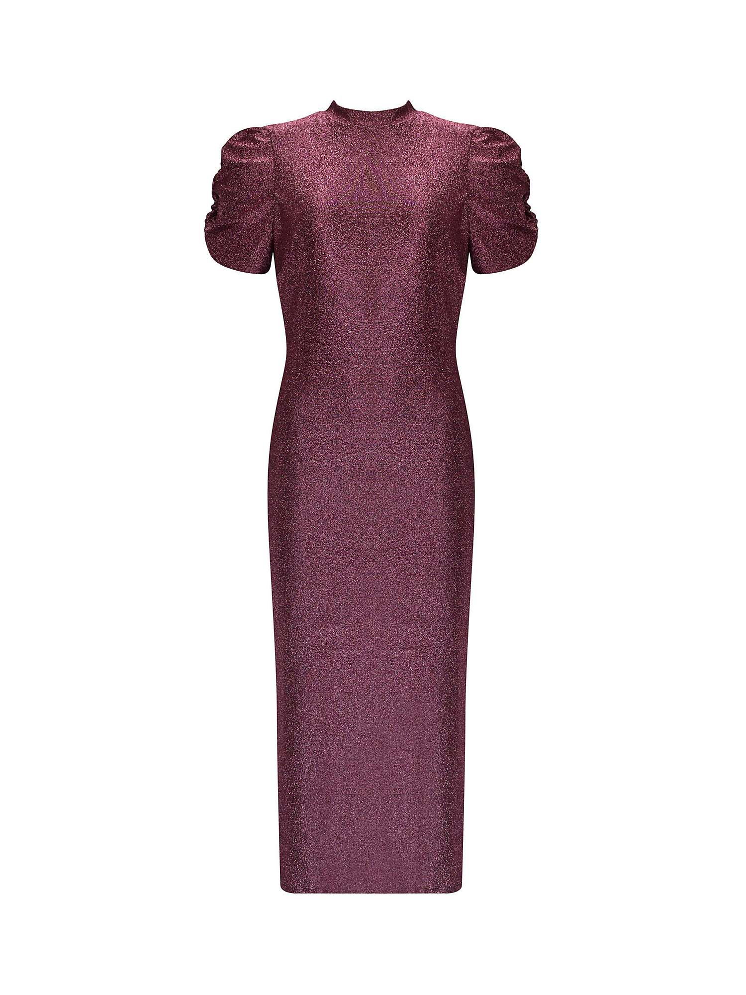 Buy Ro&Zo Petite Sparkle High Neck Midi Dress, Dark Pink Online at johnlewis.com