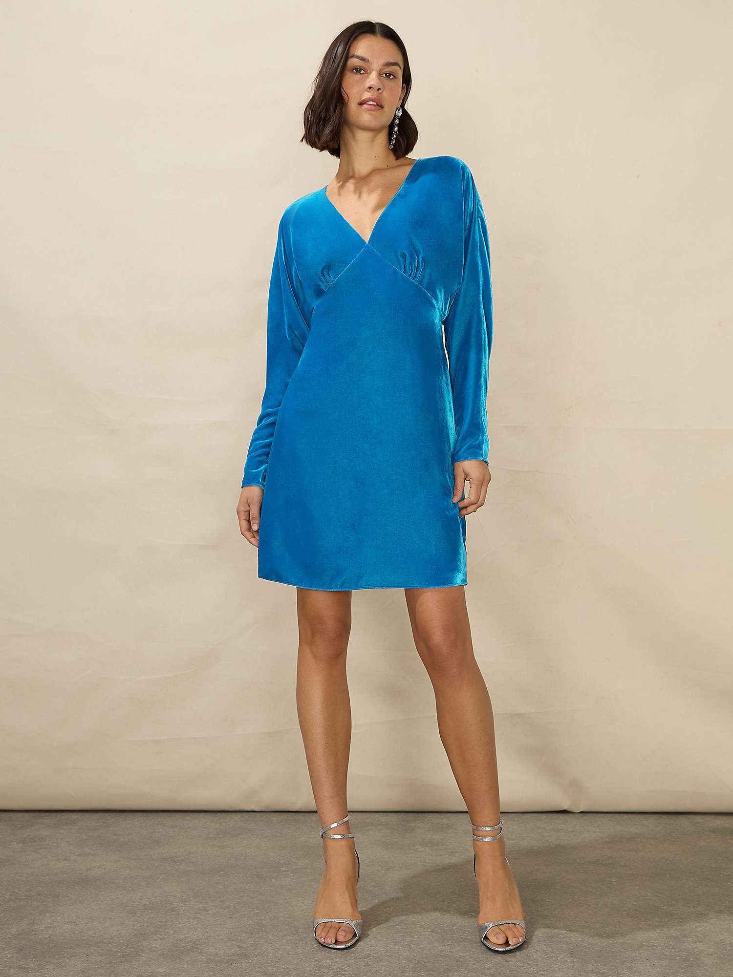 Buy Ro&Zo Petite Short Velvet Dress, Teal Online at johnlewis.com