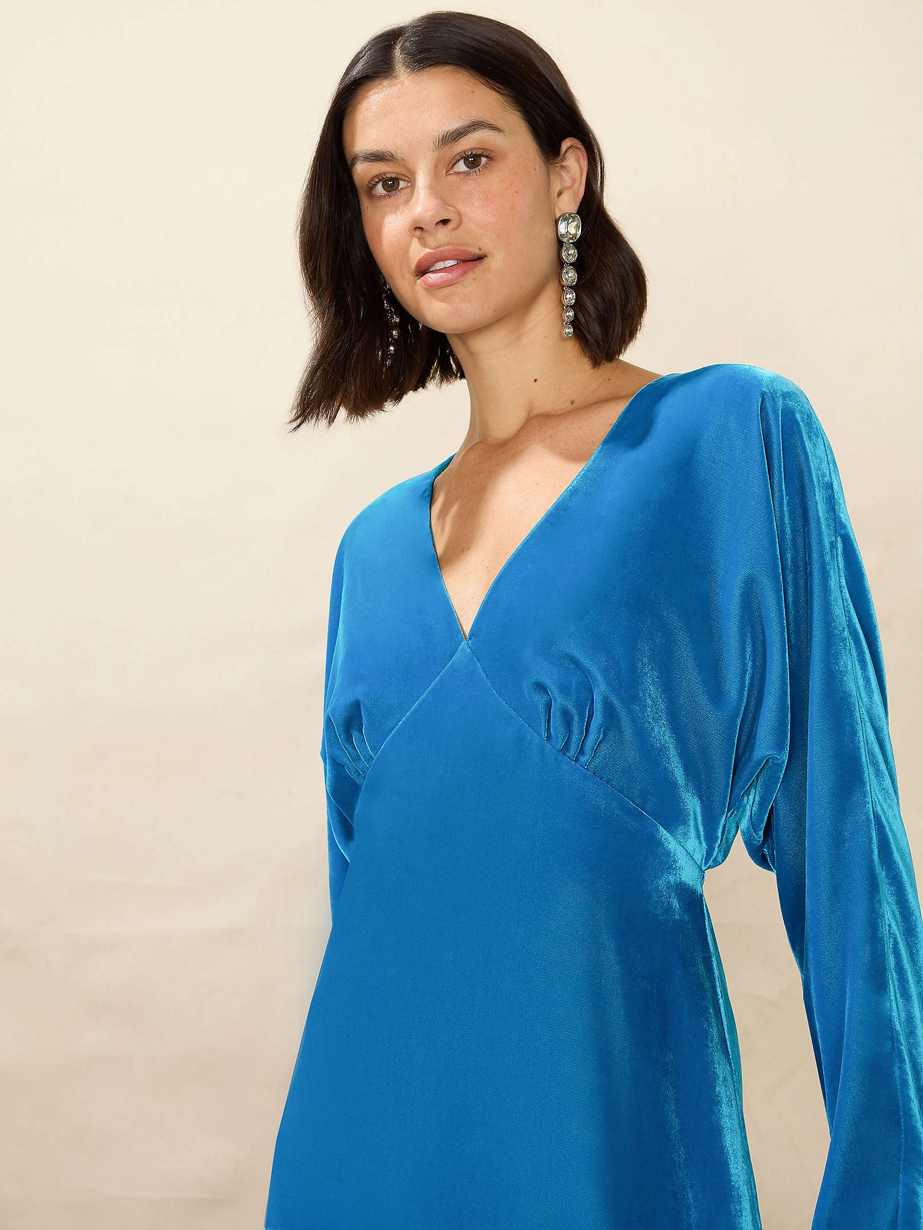 Buy Ro&Zo Petite Short Velvet Dress, Teal Online at johnlewis.com