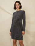 Ro&Zo Petite Disco Jersey Side Twist Mini Dress, Black/Multi