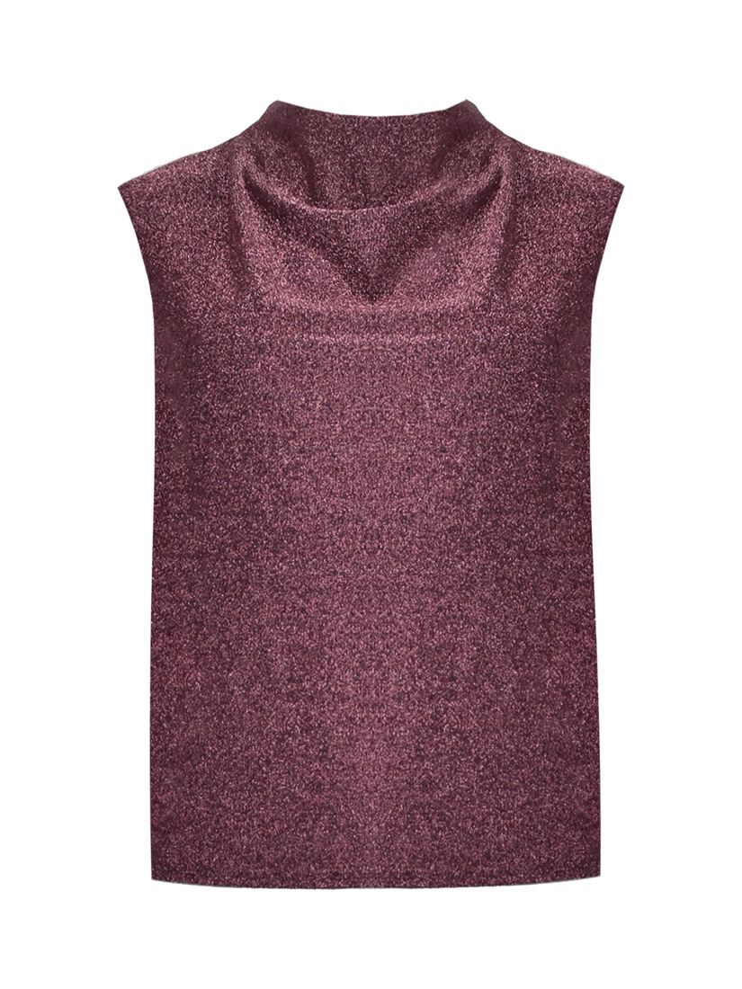 Buy Ro&Zo Metallic Sparkle Jersey Draped Neck Top, Pink Online at johnlewis.com