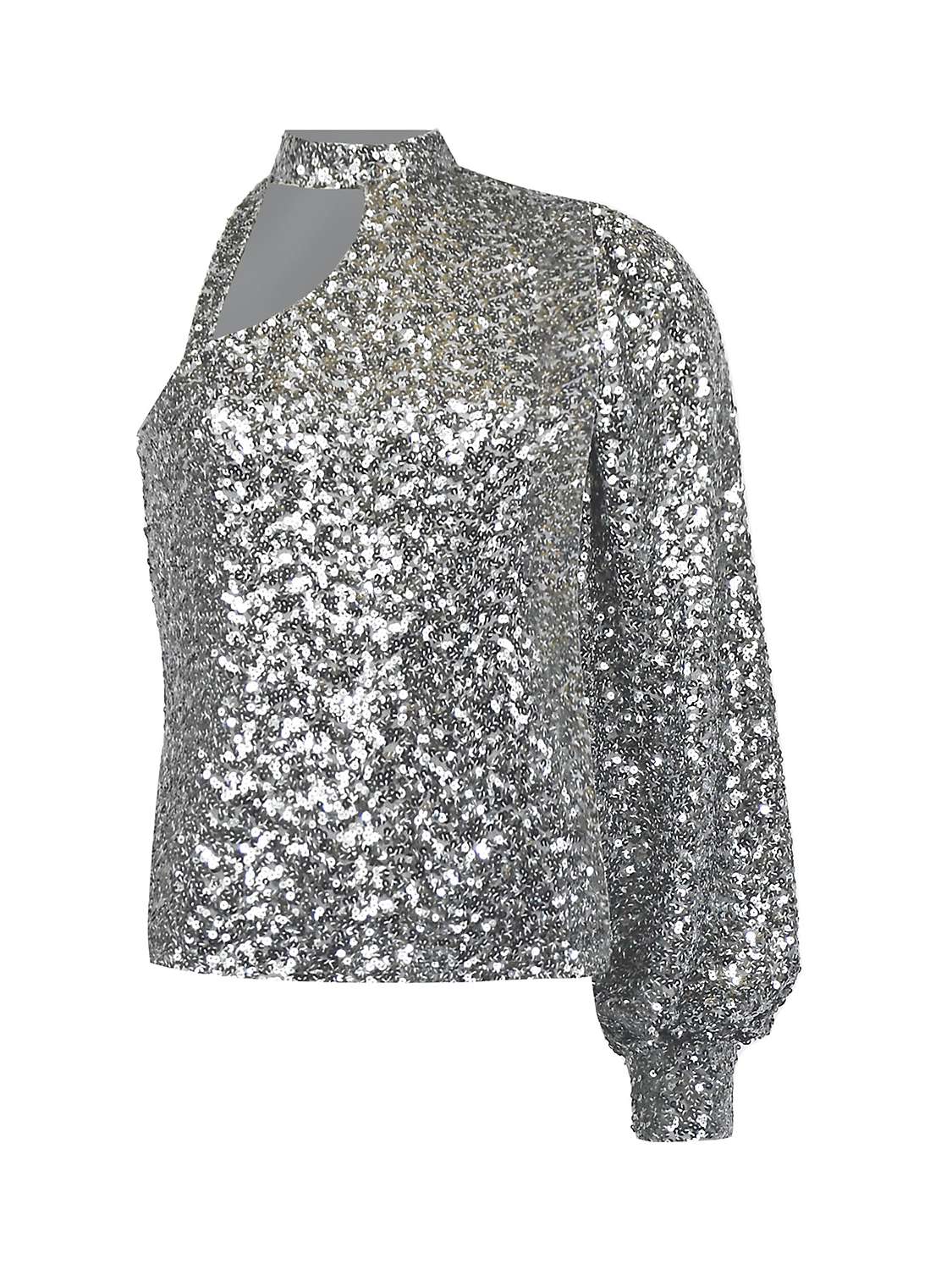Buy Ro&Zo Pewter Sequin One Shoulder Top, Grey Online at johnlewis.com