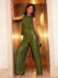 Ro&Zo Cluster Sequin Trousers, Green
