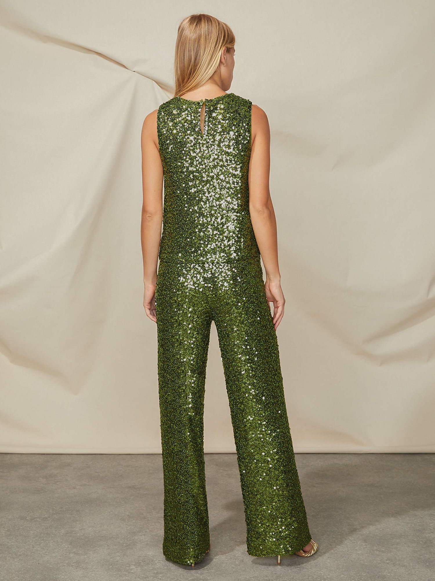 Ro&Zo Cluster Sequin Trousers, Green, 6