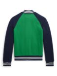 Ralph Lauren Kids' Colour Block Fleece Bomber Jacket, Preppy Green, Preppy Green