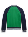Ralph Lauren Kids' Colour Block Fleece Bomber Jacket, Preppy Green