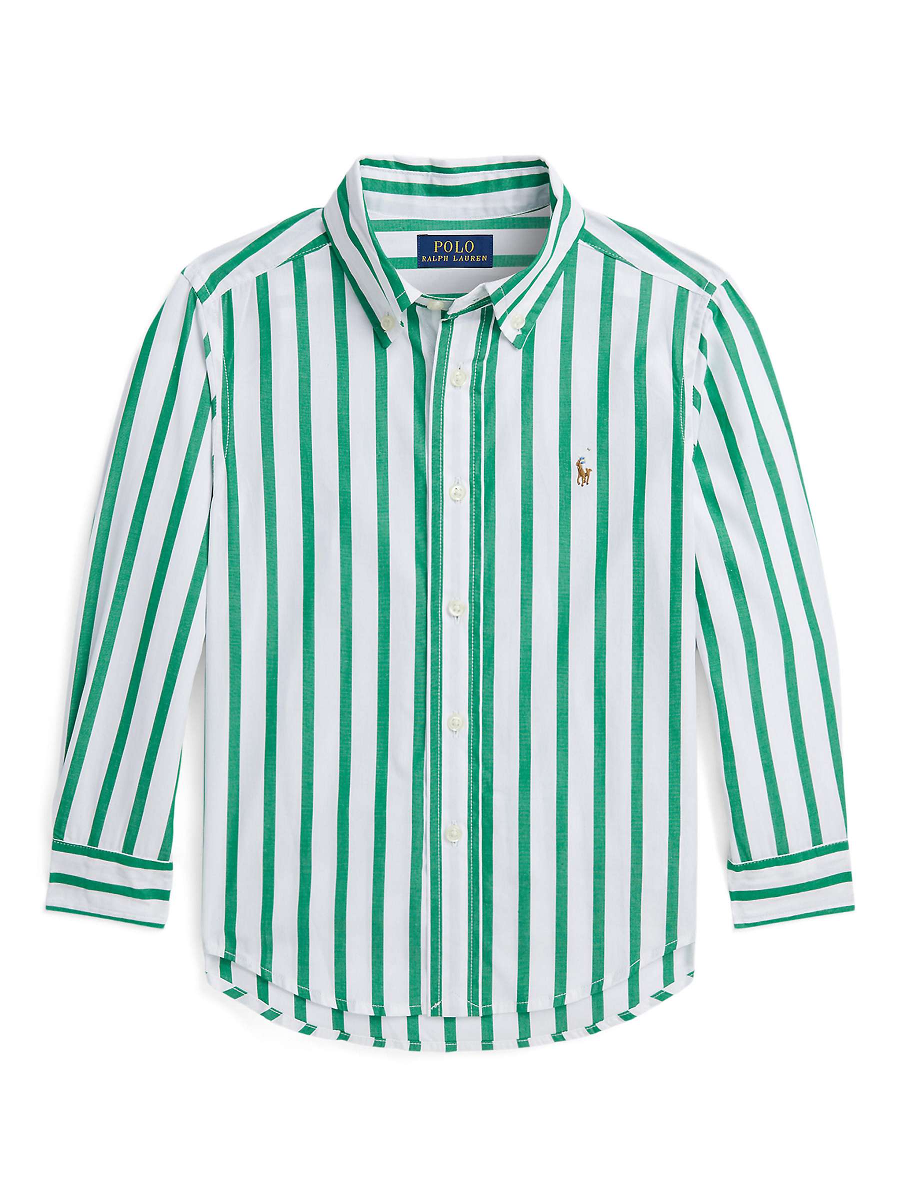 Buy Ralph Lauren Kids' Striped Cotton Shirt, Scarab Green Online at johnlewis.com