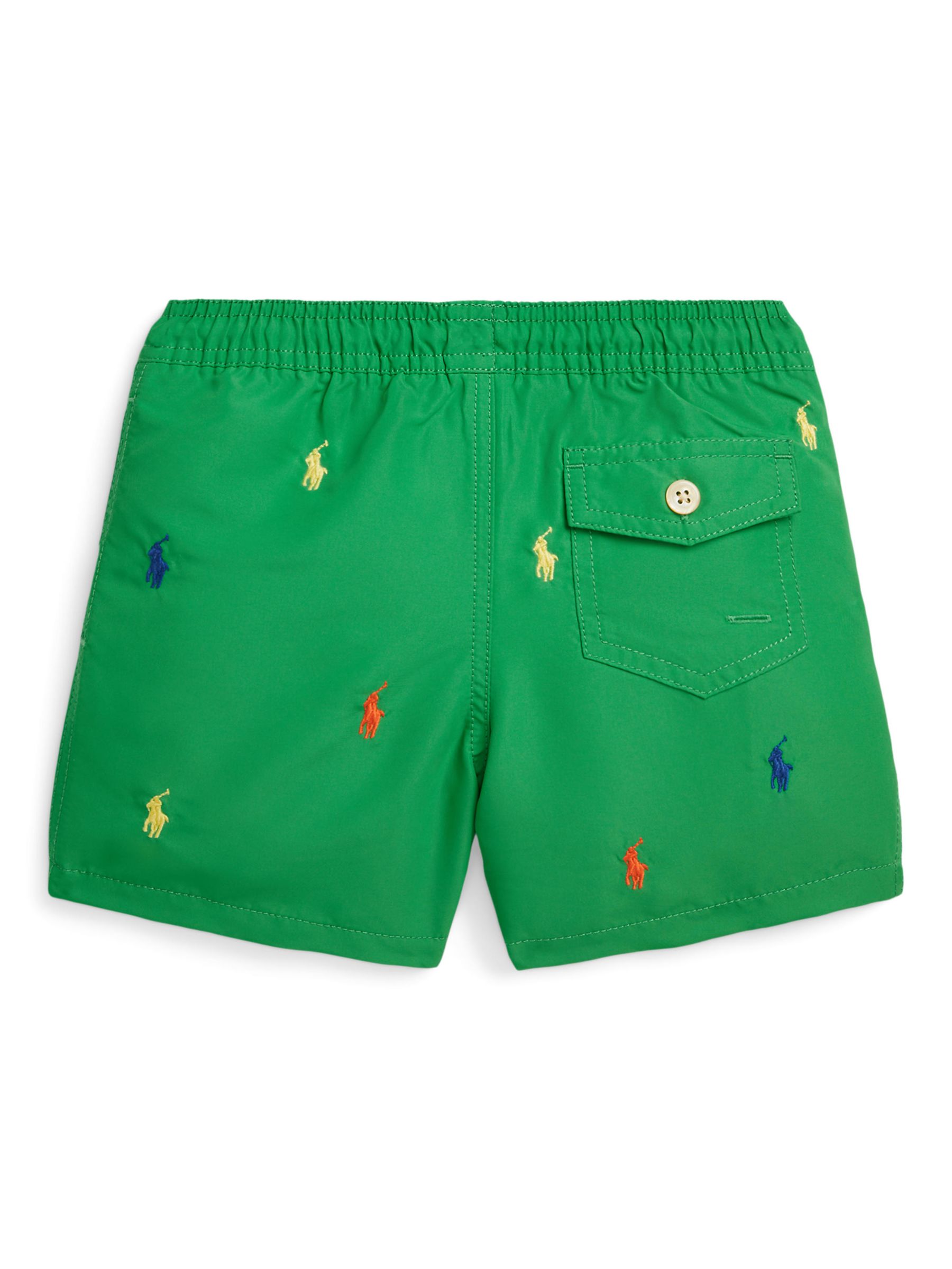 Ralph Lauren Kids' Traveler Signature Embroided Logo Swim Trunks, Preppy Green, 2 years