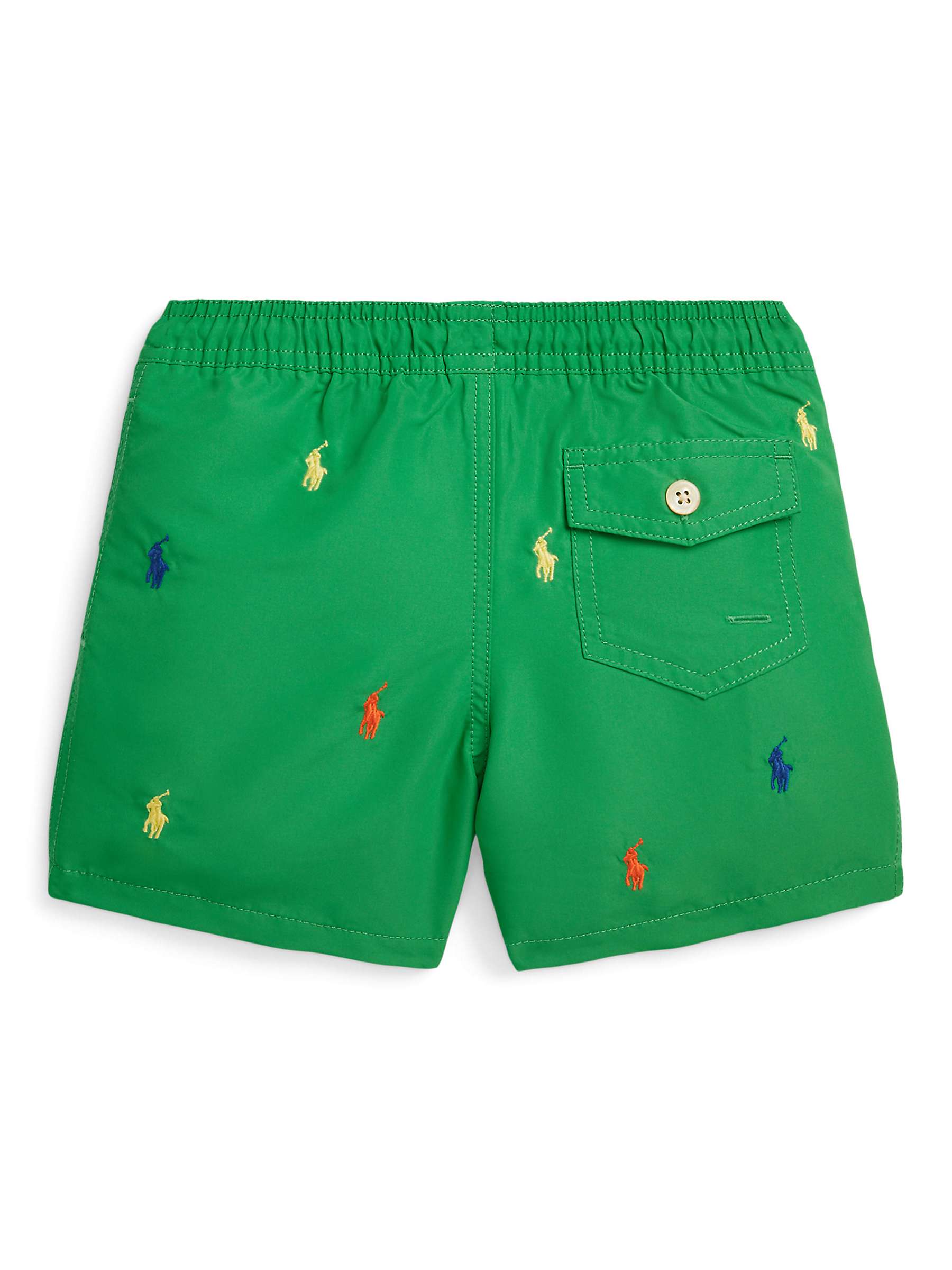 Buy Ralph Lauren Kids' Traveler Signature Embroided Logo Swim Trunks, Preppy Green Online at johnlewis.com