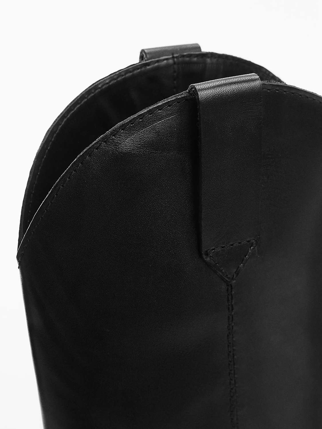 Buy Mango Plain Cowboy Leather Boots, Black Online at johnlewis.com