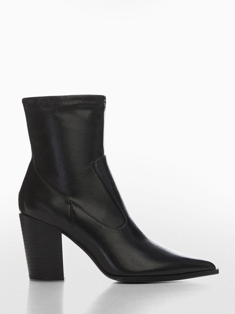 Buy Mango Vora Pointy Faux Leather Ankle Boots, Black Online at johnlewis.com