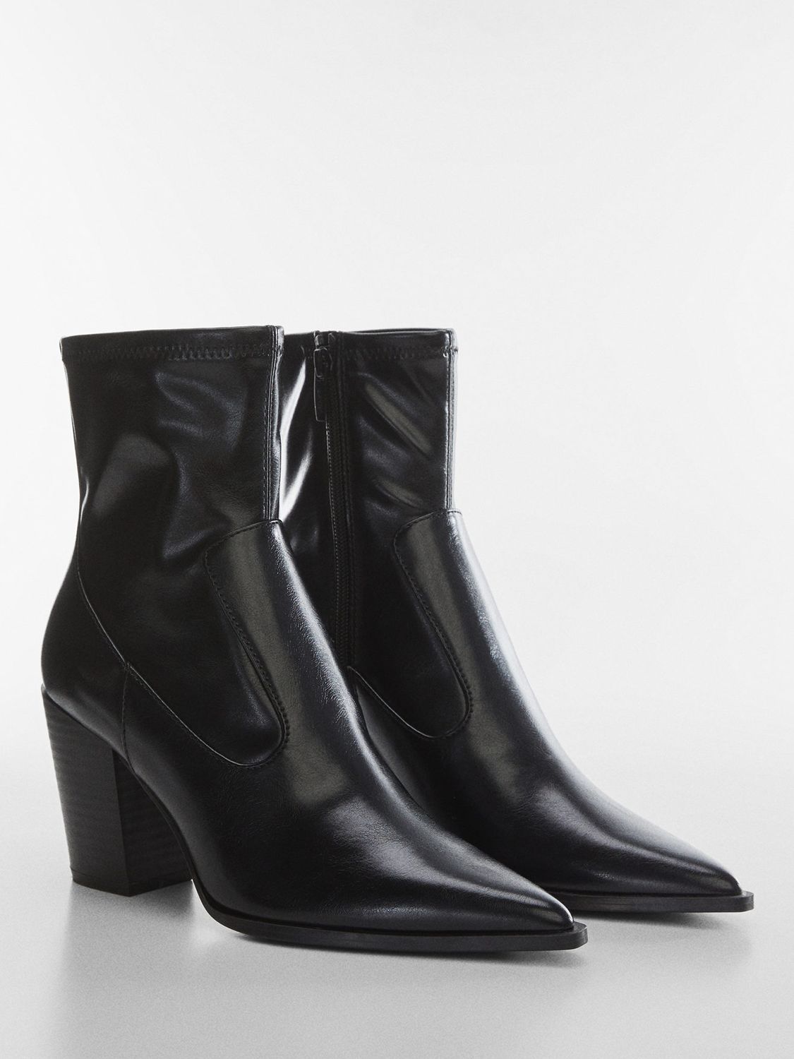 Buy Mango Vora Pointy Faux Leather Ankle Boots, Black Online at johnlewis.com