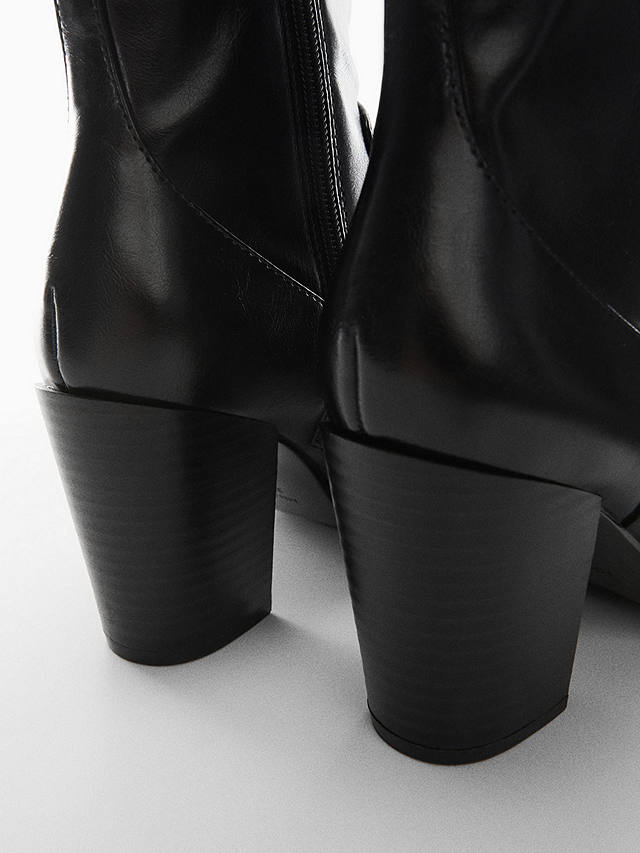 Mango Vora Pointy Faux Leather Ankle Boots, Black