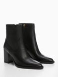 Mango Laly Leather Ankle Boots, Black