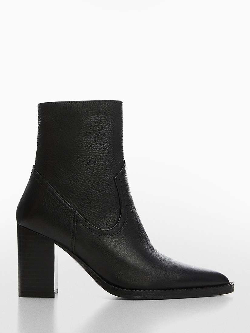 Buy Mango Laly Leather Ankle Boots, Black Online at johnlewis.com